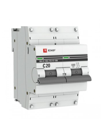 Автоматический выключатель EKF PROxima 2P ВА 47-100 63А C 10kA SQ mcb47100-2-63C-pro