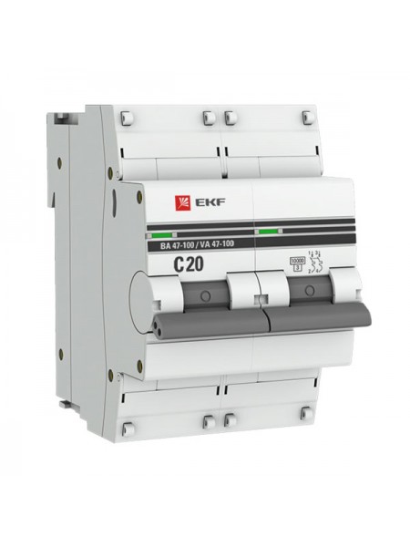 Автоматический выключатель EKF PROxima 2P ВА 47-100 25А C 10kA SQ mcb47100-2-25C-pro