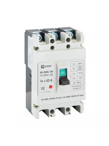 Автоматический выключатель EKF Basic ВА-99МL 100/40А 3P 18кА mccb99-100-40mi