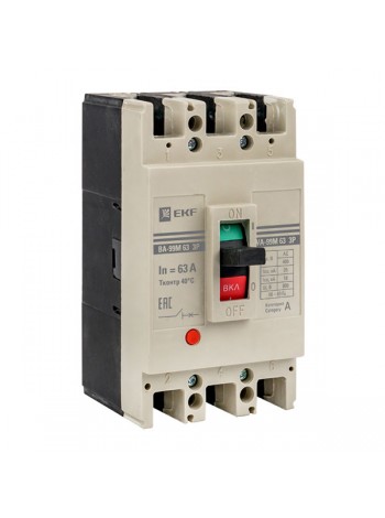 Автоматический выключатель EKF PROxima ВА-99М 63/63А 3P 25кА mccb99-63-63m