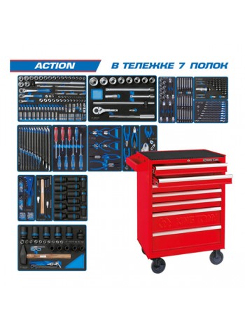 Набор инструментов KING TONY "ACTION" в красной тележке, 327 предметов 934-327MRV