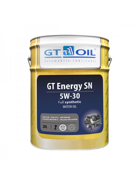 Масло Energy SN, SAE 5W30, API SN, 20 л GT OIL 8809059407967