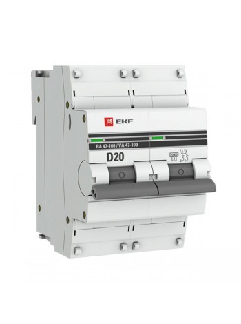 Автоматический выключатель EKF PROxima 2P ВА 47-100 50А D 10kA SQ mcb47100-2-50D-pro