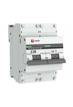 Автоматический выключатель EKF PROxima 2P ВА 47-100 20А C 10kA SQ mcb47100-2-20C-pro