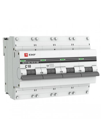 Автоматический выключатель EKF PROxima ВА 47-100 4P 10А 10kA mcb47100-4-10C-pro