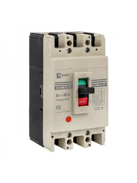 Автоматический выключатель EKF PROxima ВА-99М 63/40А 3P 25кА mccb99-63-40m