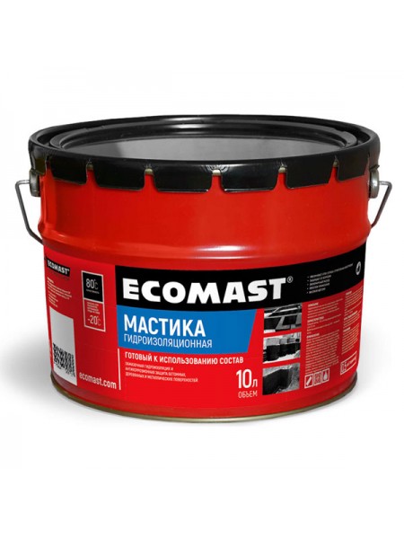 Гидроизоляционная мастика ECOMAST 10л, металлическая упаковка 24621