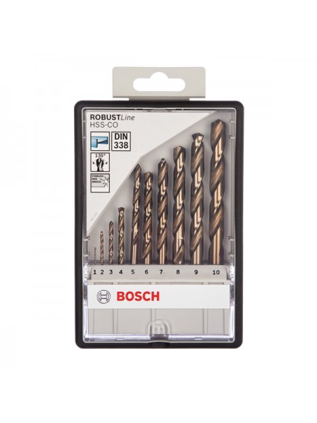 Набор сверл по металлу Robust Line 10 шт. (1-10 мм; HSS-CO) Bosch 2607019925