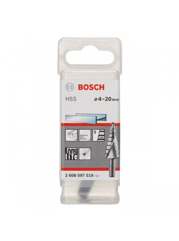 Ступенчатое сверло по металлу Bosch HSS 4-20 мм 2608597519
