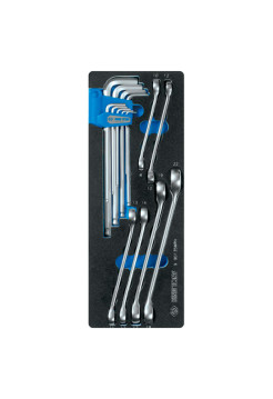 Набор разрезных ключей и шестигранники Г-образные, ложемент, 15 предметов KING TONY 9-90135MRV