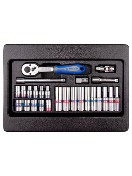 Набор торцевых головок 1/4 с принадлежностями, 26 предметов KING TONY 9-2526MR