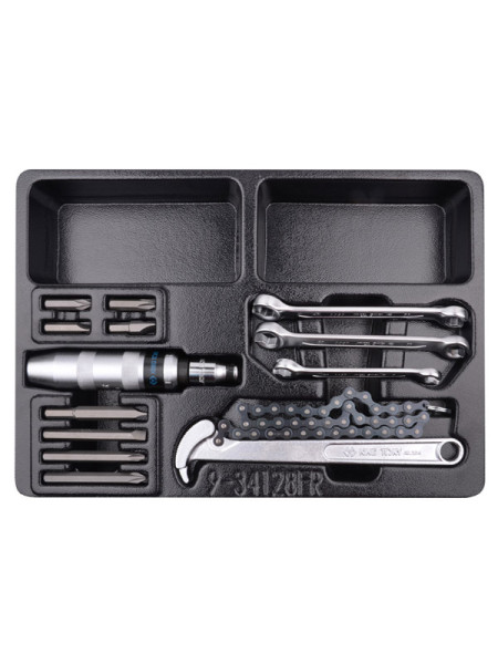 Набор разрезных ключей, ударная отвертка и съемник масляных фильтров, ложемент, 14 предметов KING TONY 9-34128FR