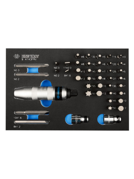 Набор торцевых насадок, бит и ударная отвертка, 43 предмета KING TONY 9-4143FRV