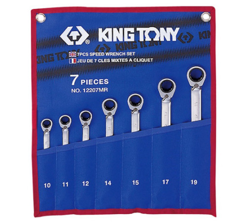 Набор трещоточных ключей, 10-19 мм, 7 предметов KING TONY 12107MRN