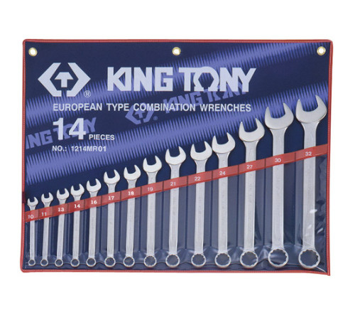 Набор комбинированных ключей, 10-32 мм, 14 предметов KING TONY 1214MR