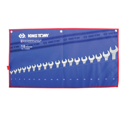 Набор комбинированных ключей, 6-24мм, 18 предметов KING TONY 1218MRN