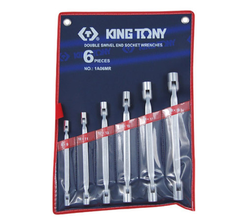Набор торцевых ключей с шарниром, 8-19 мм, 6 предметов KING TONY 1A06MR
