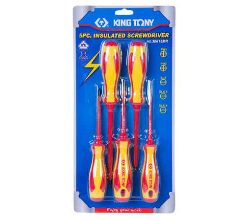 Набор отверток в коробке, диэлектрические, 5 предметов KING TONY 30615MR