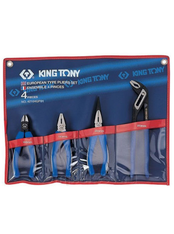 Набор пассатижей, плоскогубцев и бокорезов, 4 предмета KING TONY 42104GP01