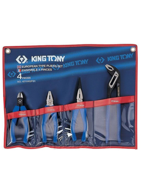 Набор пассатижей, плоскогубцев и бокорезов, 4 предмета KING TONY 42104GP01