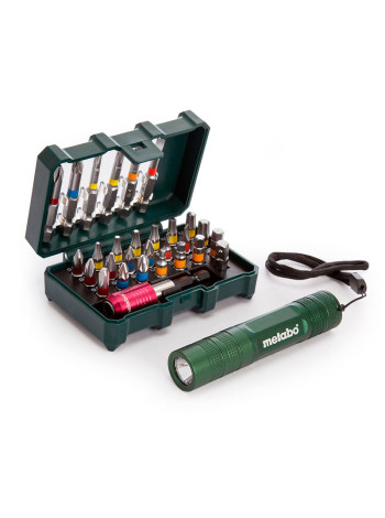 Набор бит (29 предметов) + фонарик Metabo 626721000