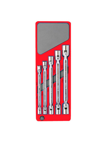 Набор шарнирных ключей, зеркальная полировка, ложемент, 5 предметов МАСТАК 5-2405