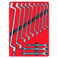 Набор накидных и разрезных ключей, зеркальная полировка, ложемент, 12 предметов МАСТАК 5-23112