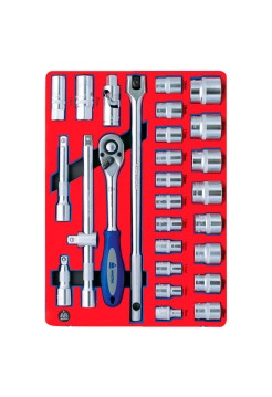Набор торцевых головок 1/2 с принадлежностями, ложемент, 28 предметов МАСТАК 5-004228
