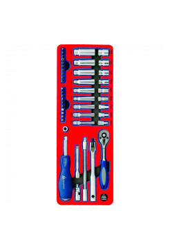 Набор торцевых головок 1/4” с принадлежностями, ложемент, 45 предметов МАСТАК 5-002045