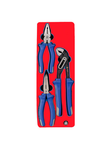 Набор пассатижей, плоскогубцев и бокорезов, ложемент, 3 предмета МАСТАК 5-3003