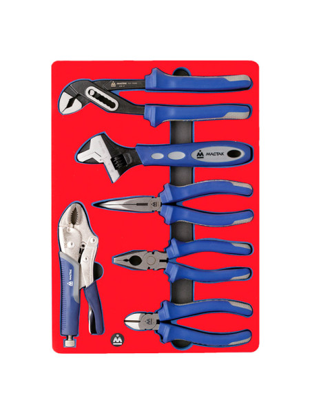 Набор пассатижей, плоскогубцев и бокорезов, ложемент, 6 предметов МАСТАК 5-3006