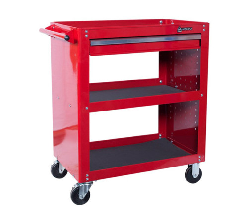 Открытая тележка, 3 полки и ящик, красная МАСТАК 520-01580R