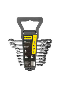 Набор комбинированных шарнирных ключей с трещоткой 8 предметов Inforce 06-05-52