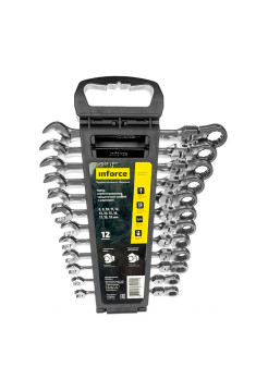 Набор комбинированных шарнирных ключей с трещоткой 12 предметов Inforce 06-05-51