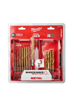Набор сверл по металлу RedHEX HSS-G TiN 19 шт. Milwaukee 48894760