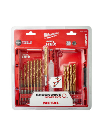 Набор сверл по металлу RedHEX HSS-G TiN 19 шт. Milwaukee 48894760