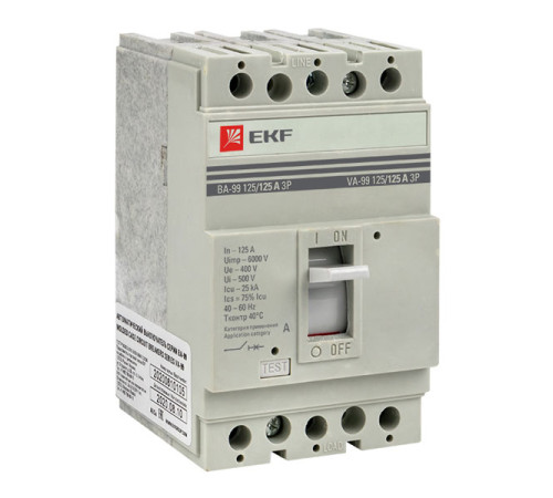 Автоматический выключатель EKF PROxima ВА-99 125/80А 3P 25кА mccb99-125-80