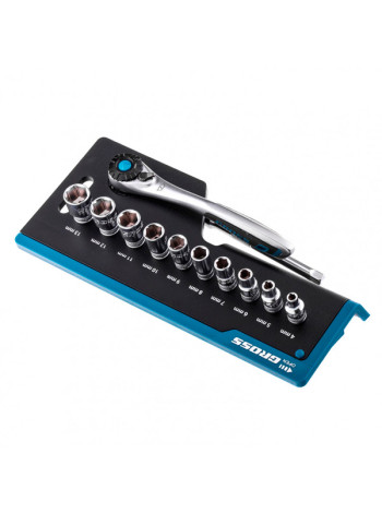 Набор торцевых головок, трещотка 120 зубьев, 12 предметов GROSS 14141