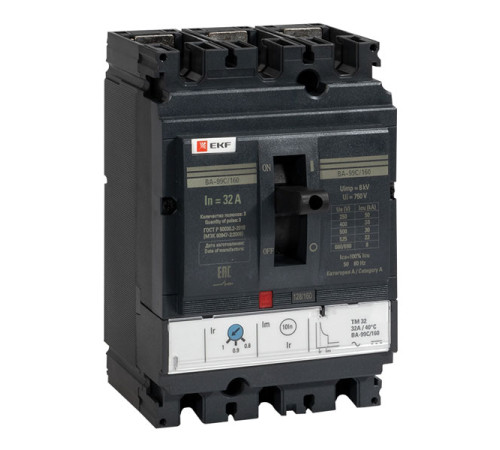 Автоматический выключатель EKF PROxima ВА-99C 160/32А 3P 36кА mccb99C-160-32