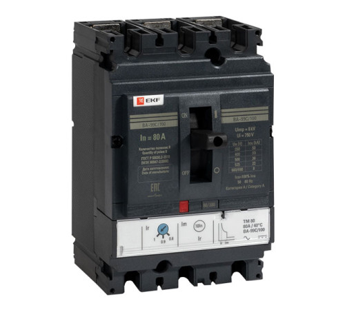 Автоматический выключатель EKF PROxima ВА-99C 100/80А 3P 36кА mccb99C-100-80