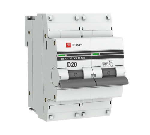 Автоматический выключатель EKF PROxima 2P ВА 47-100 40А D 10kA SQ mcb47100-2-40D-pro
