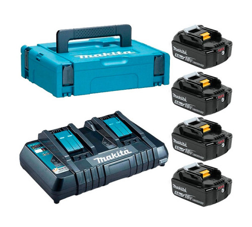Набор аккумуляторов BL1850B 18В, 5.0 Ач + зарядное устройство DC18RD + кейс MakPac Makita 198312-4