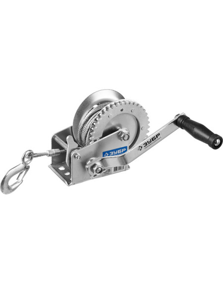 Ручная барабанная лебедка тяговая, тросовая, 0.9 т, 8 м ЗУБР ПРОФЕССИОНАЛ 43113-0.9