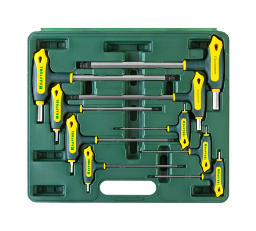 Т-образные имбусовые ключи HEX с шариком, 9шт в боксе Kraftool INDUSTRIE 27454-H9