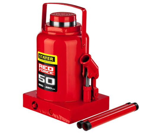 Гидравлический бутылочный домкрат Stayer RED FORCE 50т 43160-50