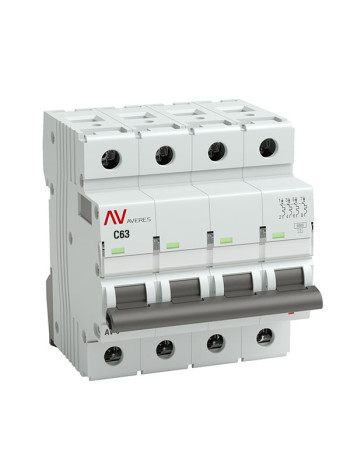 Автоматический выключатель EKF AVERES AV-6 4P 63A C 6kA SQ mcb6-4-63C-av