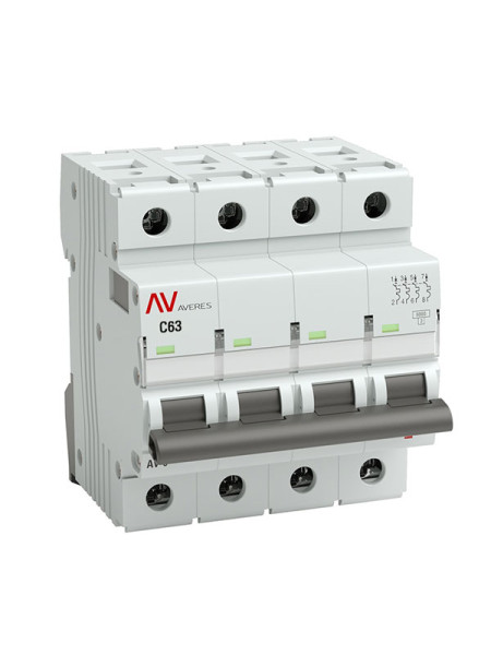 Автоматический выключатель EKF AVERES AV-6 4P 63A C 6kA SQ mcb6-4-63C-av