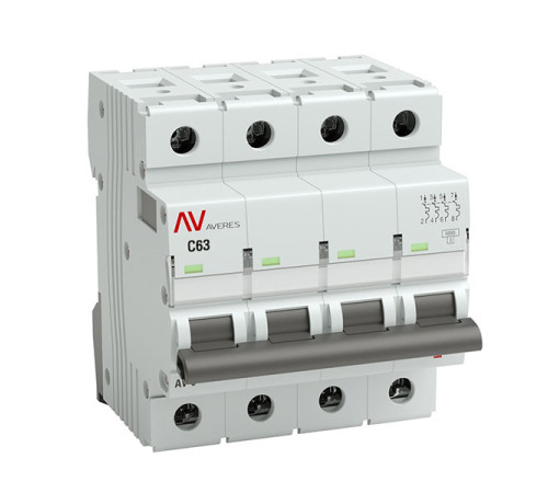 Автоматический выключатель EKF AVERES AV-6 4P 63A C 6kA SQ mcb6-4-63C-av