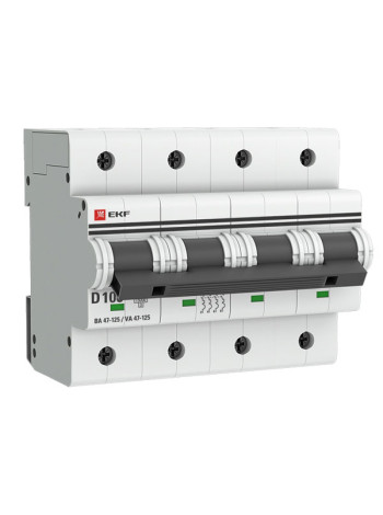 Автоматический выключатель EKF PROxima ВА 47-125 4P 100А D 15кА mcb47125-4-100D