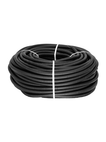 Гибкая тяжёлая гофрированная труба с протяжкой EKF ПНД d40мм 25м черная PROxima tpnd-40-t